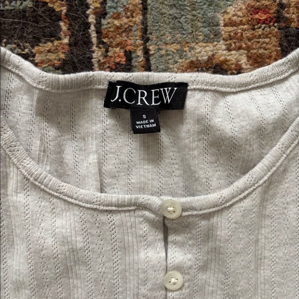 J. Crew Pointelle Short-sleeve Knit Cardigan - Picture 3 of 4